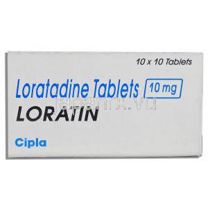 ロラタジン  （クラリチン ジェネリック）, ロラチン Loratin 10mg 錠 (Cipla) 箱