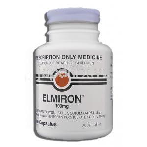 エルミロン Elmiron, 多流酸ペントサン 100mg カプセル (Arthropharm) ボトル