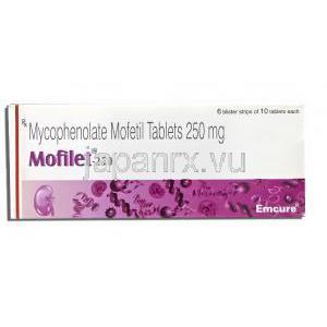 モフィレット Mofilet, セルセプト ジェネリック, ミコフェノール酸 250mg (Emcure) 箱