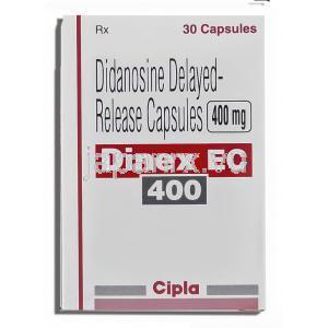 ジネックスEC Dinex EC, ヴァイデックスＥＣカプセル, ジダノシン 400mg カプセル (Cipla) 箱