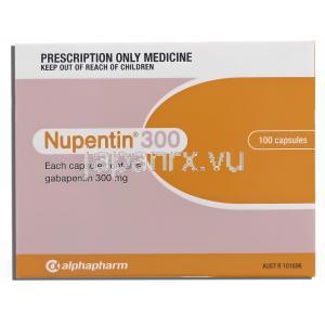 ヌペンチン Nupentin, ガバペンチン 300mg カプセル (Alphapharma) 箱