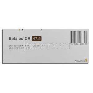 ベタロックCR Betaloc CR, コハク酸メトプロロール 47.5mg 箱 (アストラゼネカ社) 箱裏面