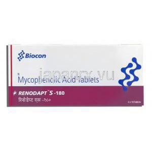 レノダプト-S Renodapt-S, セルセプト ジェネリック, ミコフェノール酸 180mg 錠 (Biocon) 箱