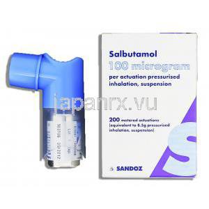 サルブタモール 100mcg 200md 圧縮吸入剤 (Sandoz)