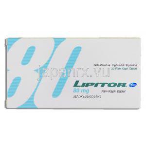 リピトール Lipitor, アトルバスタチンカルシウム 80mg 錠 （ファイザー社） 箱