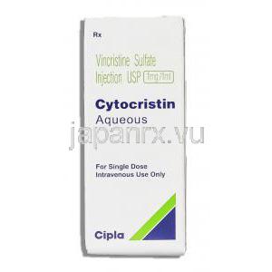 シトクリスチン Cytocristin, オンコビン ジェネリック, ビンクリスチン 1mg/ 1ml 注射 (Cipla) 箱