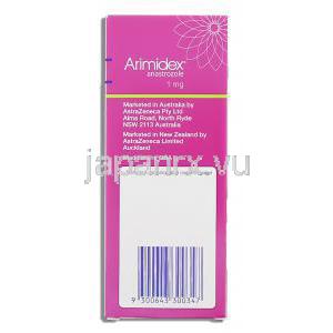 アリミデックス Arimidex, アナストロゾール 1mg 錠（アストラゼネカ社） 箱裏面