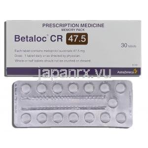 ベタロックCR Betaloc CR, コハク酸メトプロロール 47.5mg 箱 (アストラゼネカ社)