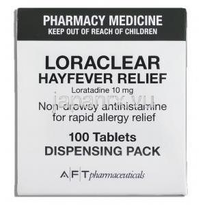 ロラクリア Loraclear, クラリチン ジェネリック, ロラタジン 10mg 錠 (AFT Pharma) 箱