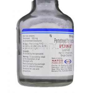 ペムナット Pemnat, アムリタ ジェネリック,  ペメトレキセド二ナトリウム 500mg 注射 (Natco) バイアル