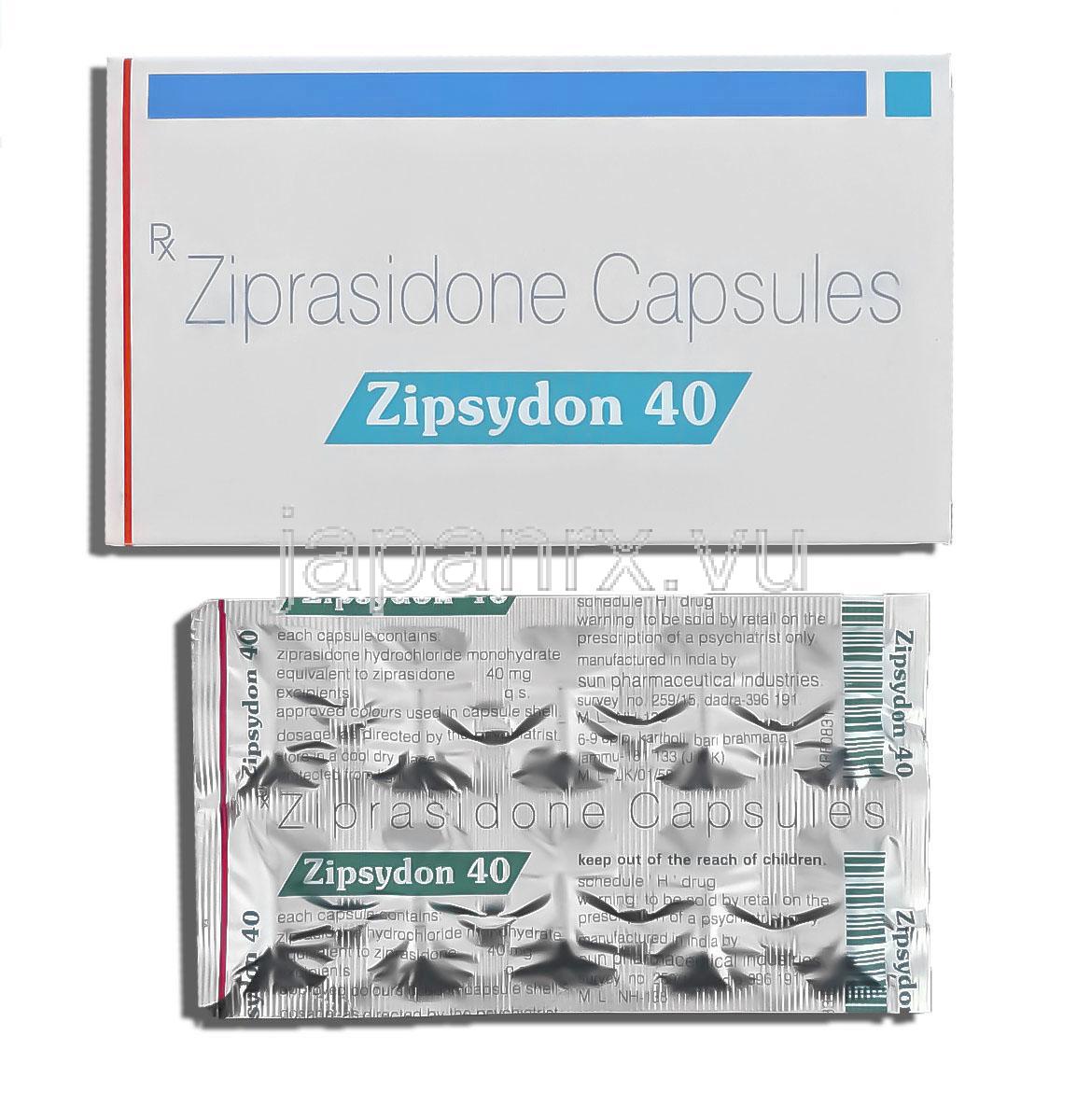 ジプシードン Zipsydon, ジオドンジェネリック, ジプラシドン 40mg カプセル (Sun Pharma)