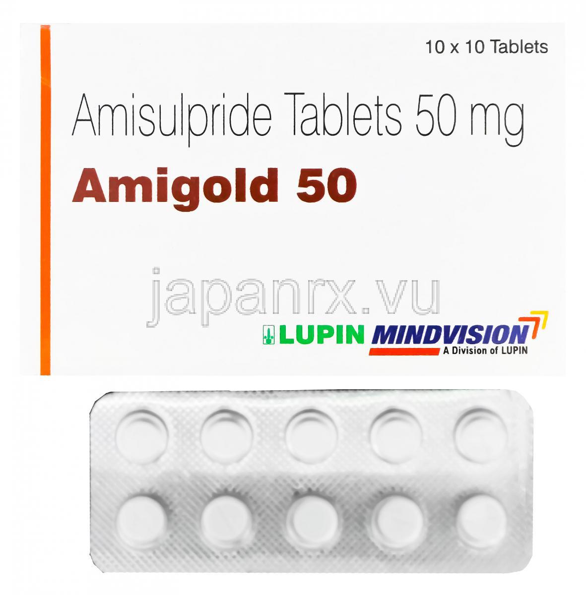 アミゴールド Amigold 50、ジェネリックソリアン Solian、アミスルプリド50mg