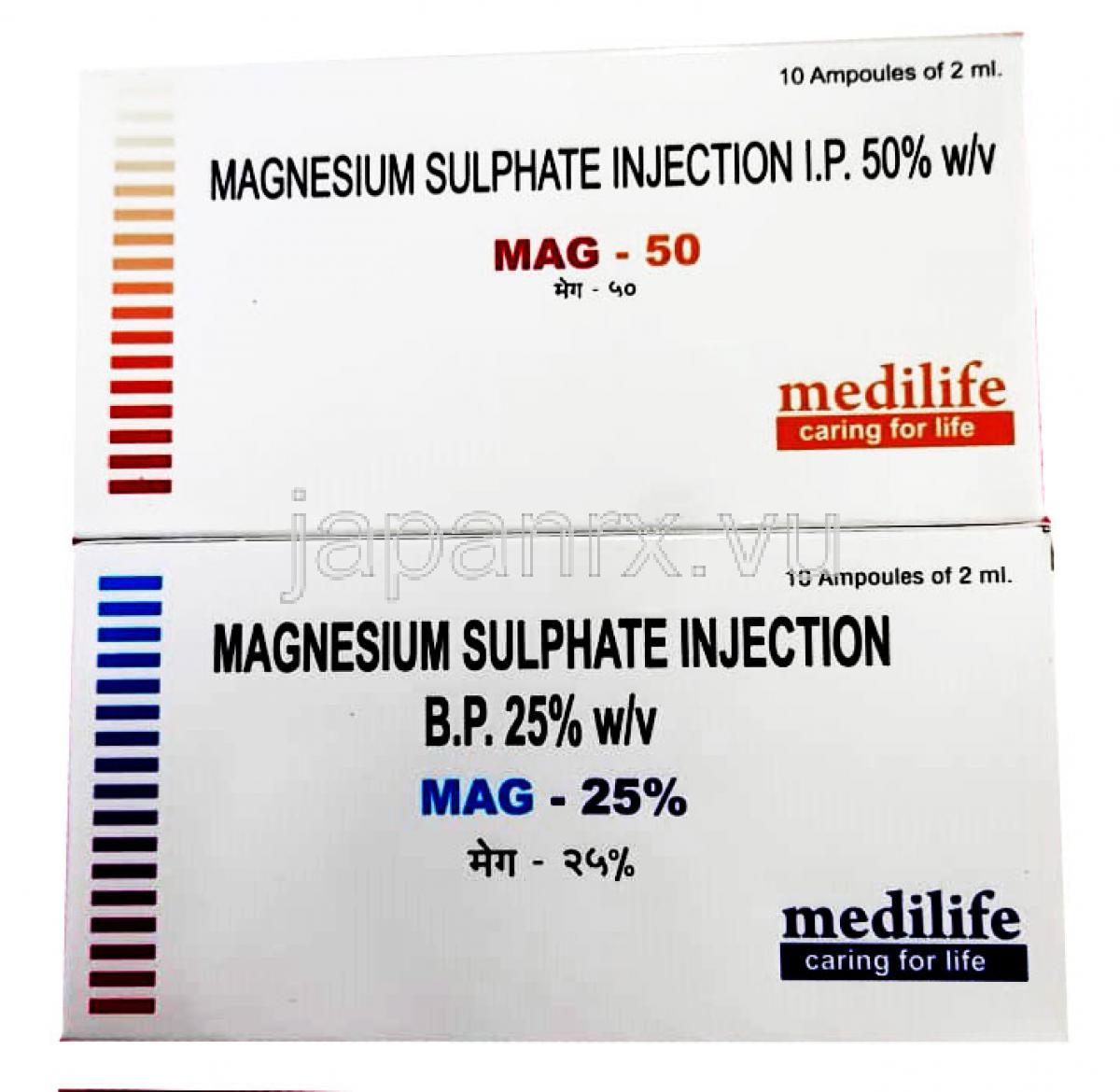 Magnesium Injection, Magnesium Sulphate, 50％ w/v, 25% w/v, box