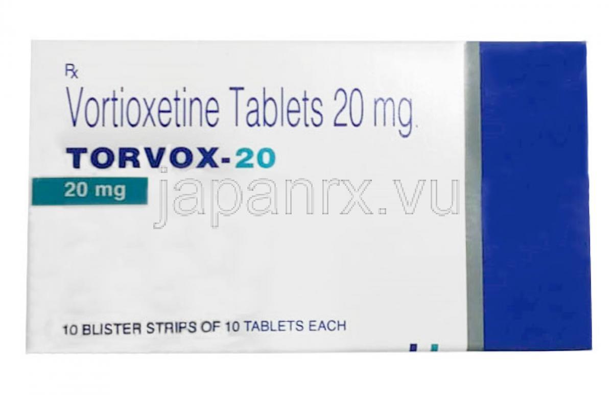 トルボックス 20, ボルチオキセチン 20mg, 製造元：Torrent Pharma, 箱表面